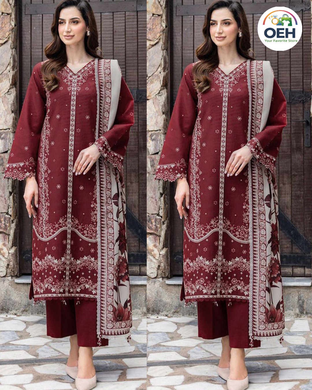 Baroque 3PC Embroidered Lawn Suit – Summer Collection