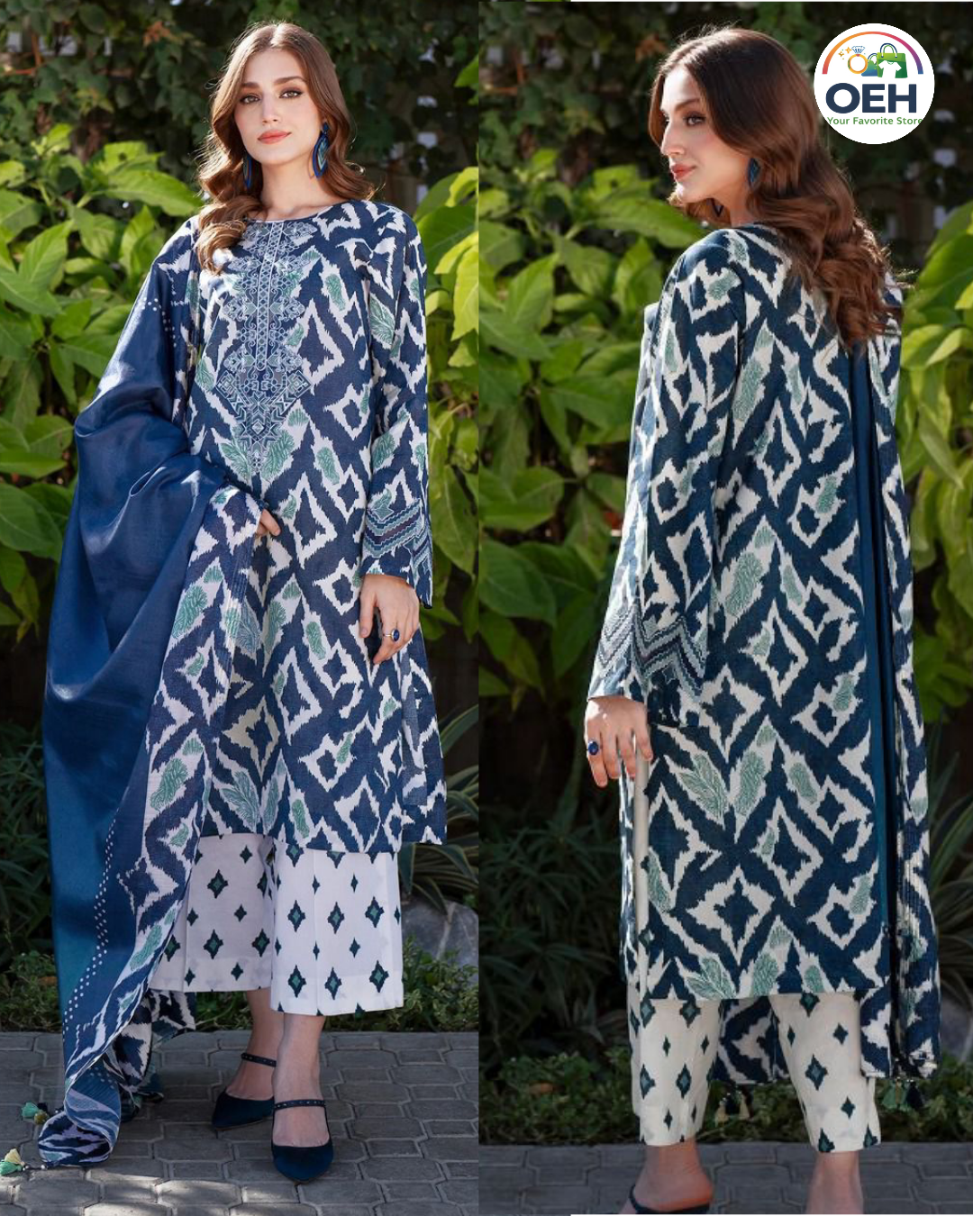 3PCS Suit with Voil Dupatta