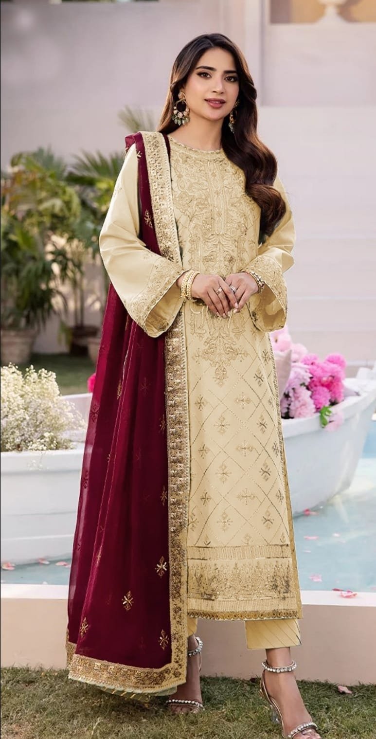 Lawn Chikenkari Embroidered Suit