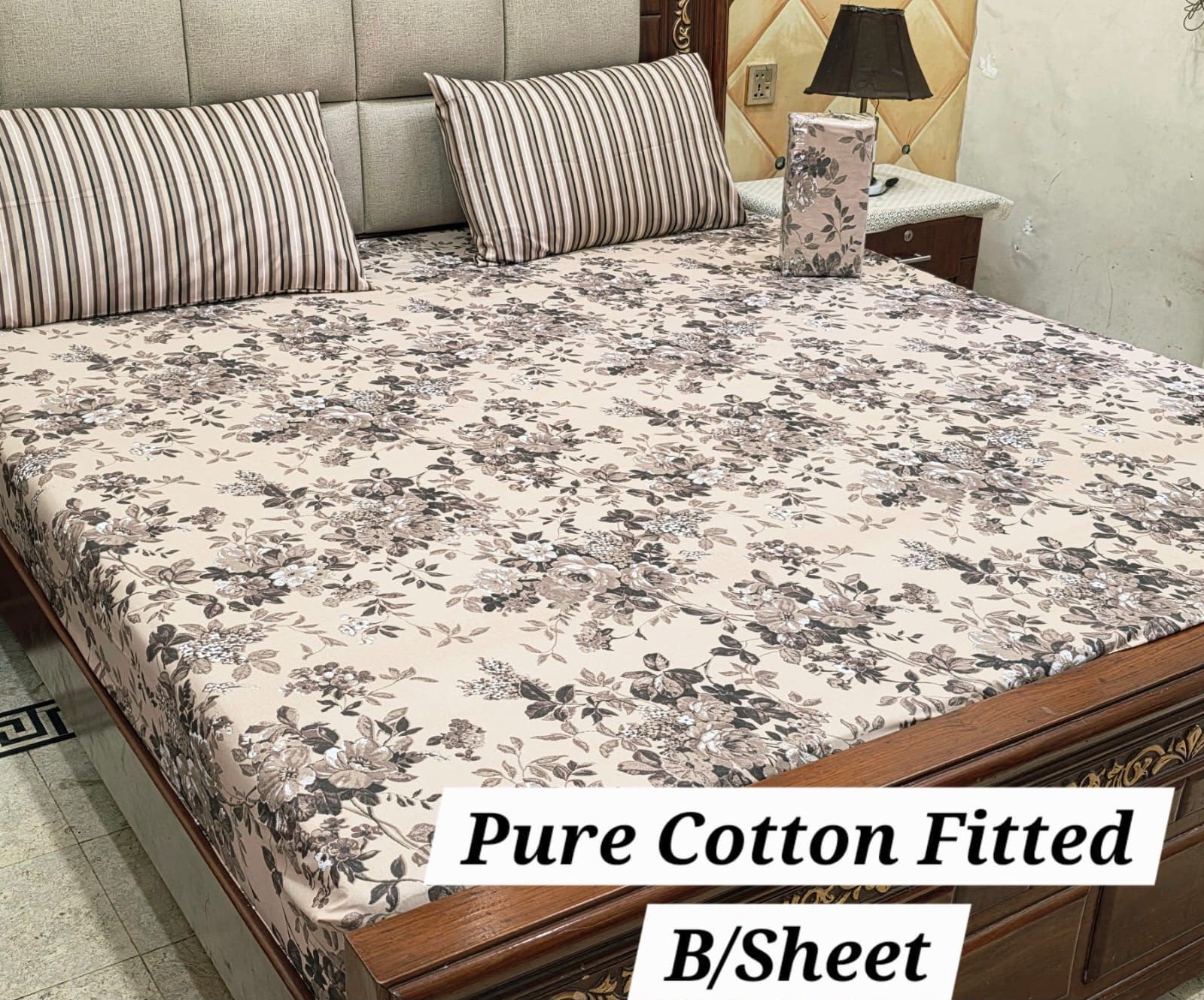 Cotton King Size Fitted Bedsheet Set